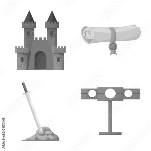 Isolated object of heritage and ancient icon. Set of heritage and culture stock symbol for web.