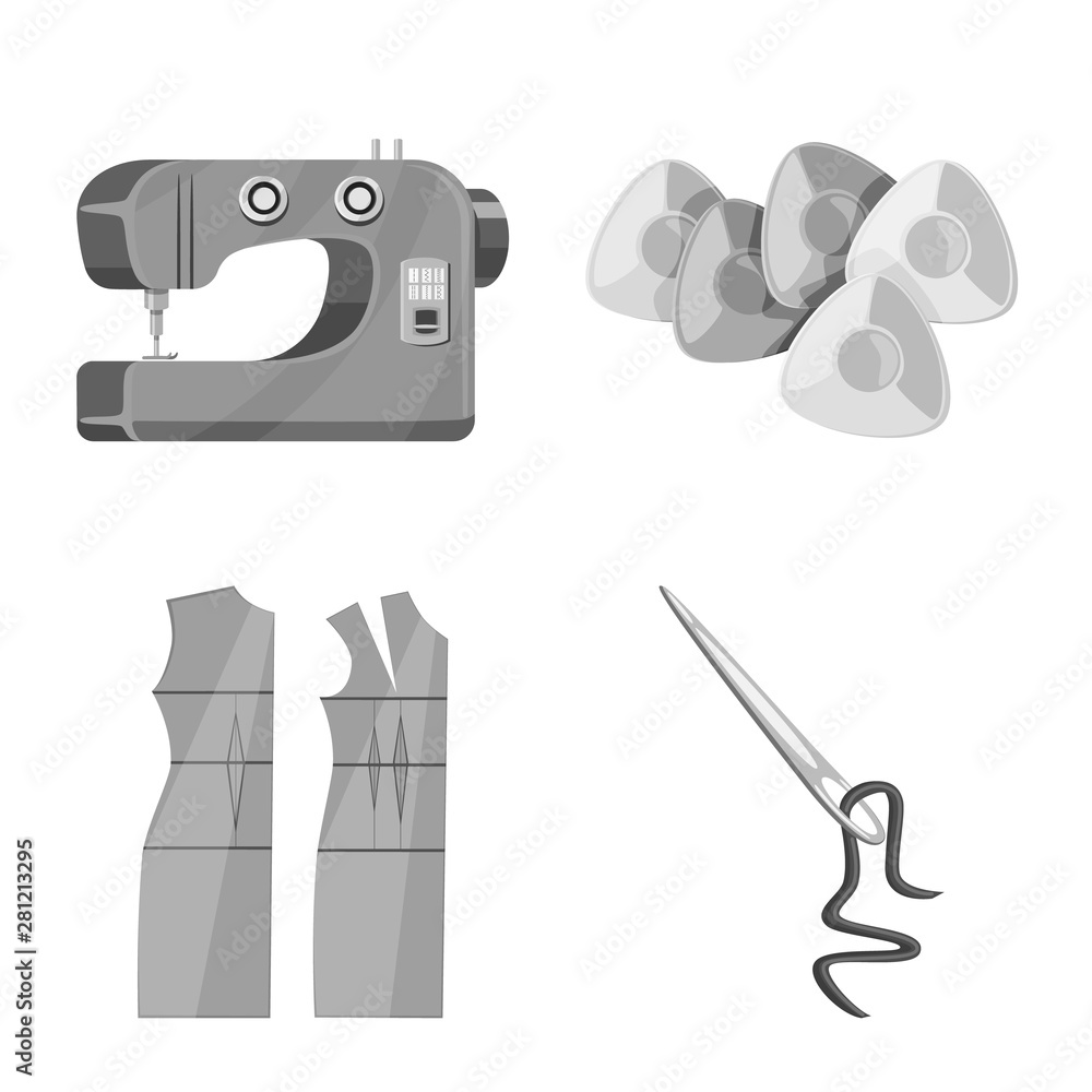 Isolated object of dressmaking and textile sign. Set of dressmaking and handcraft stock vector illustration. Isolated object of dressmaking and textile sign. Set of dressmaking and handcraft stock vector illustration.