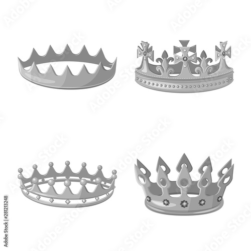 Vector design of jewel and vip icon. Set of jewel and nobility vector icon for stock.