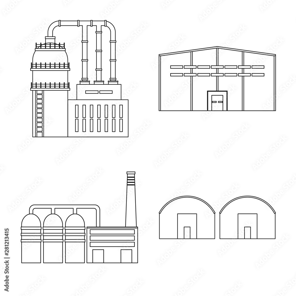 Vector illustration of manufacturing and company icon. Collection of manufacturing and structure stock vector illustration.