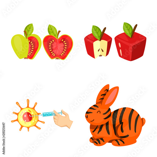 Vector design of modified and genetically symbol. Collection of modified and science vector icon for stock.