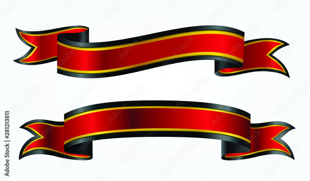 set of decorative gold ribbon banners isolated set of decorative gold ribbon banners isolated