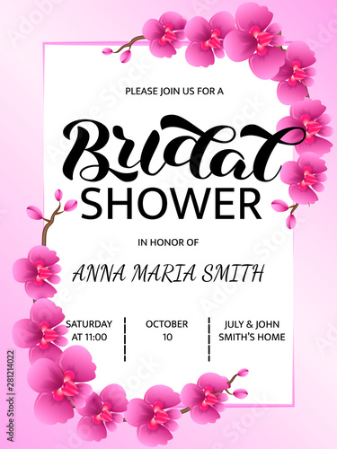 Bridal shower lettering. Word for banner, clothes or poster. Vector illustration