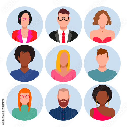 Diverse people avatar set