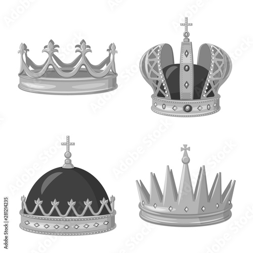 Isolated object of jewel and vip sign. Collection of jewel and nobility stock symbol for web.