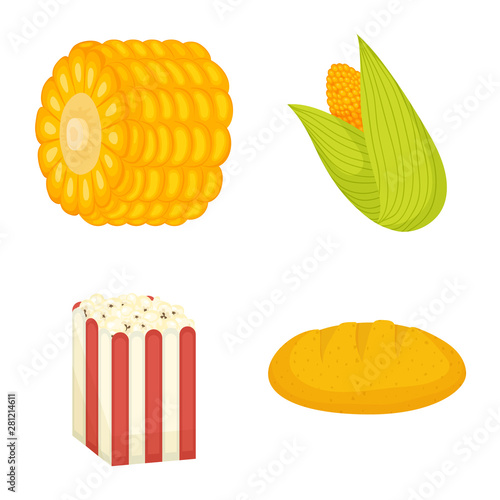 Isolated object of maize and food logo. Set of maize and crop stock symbol for web.