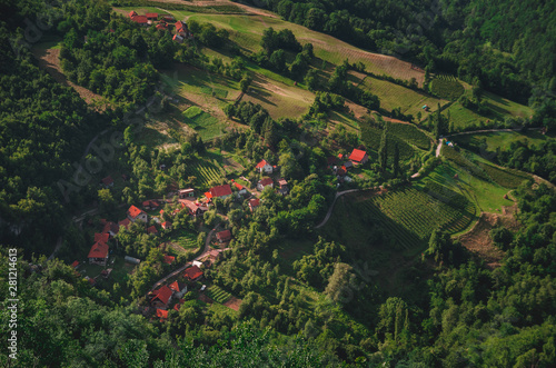 Aerial view of a mountain village