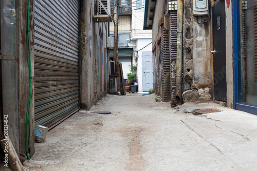 Old narrow alley Korea. streets and narrow alleyways of Korea. © bong