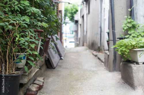 Photography Old narrow alley Korea. streets and narrow alleyways of Korea.