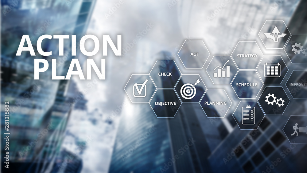 Action Plan Strategy Planning Vision Direction. Financial concept on blurred background Action Plan Strategy Planning Vision Direction. Financial concept on blurred background