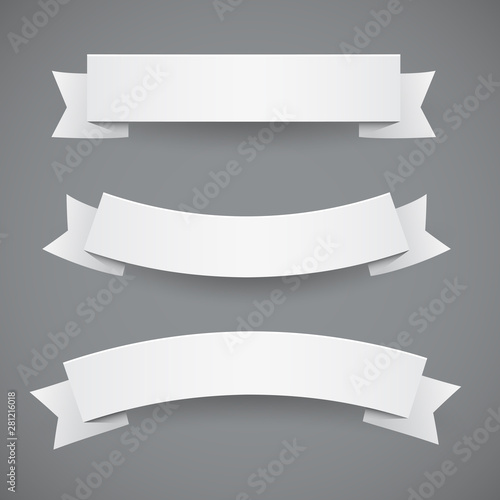 Set of White Flags Or Ribbon Banners