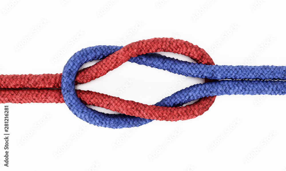 Rope knot isolated on white background. 3D illustration