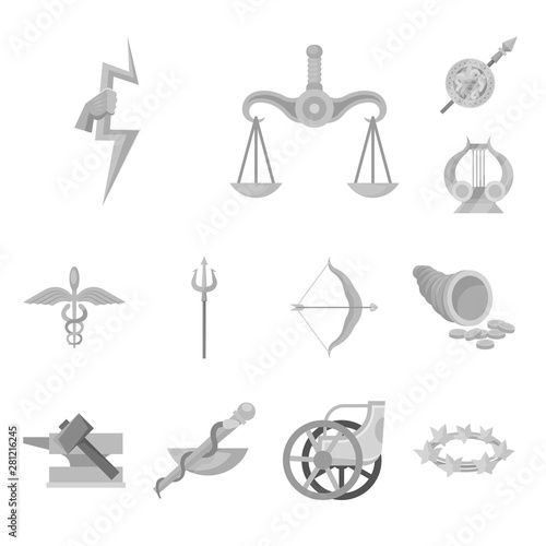 Vector illustration of ancient and culture icon. Set of ancient and antique vector icon for stock.