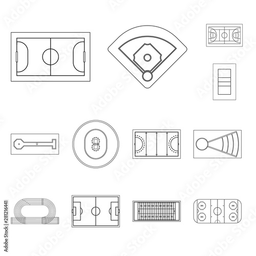 Vector design of plan and sport sign. Set of plan and game vector icon for stock.
