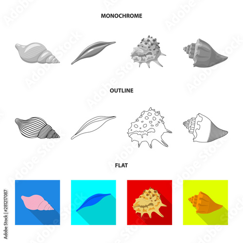 Vector illustration of animal and decoration sign. Collection of animal and ocean vector icon for stock.