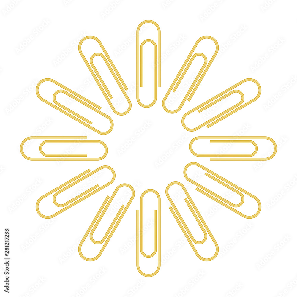 Paper clips isolated on white background,Top view,flat lay,Paperclip icon Paper clips isolated on white background,Top view,flat lay,Paperclip icon