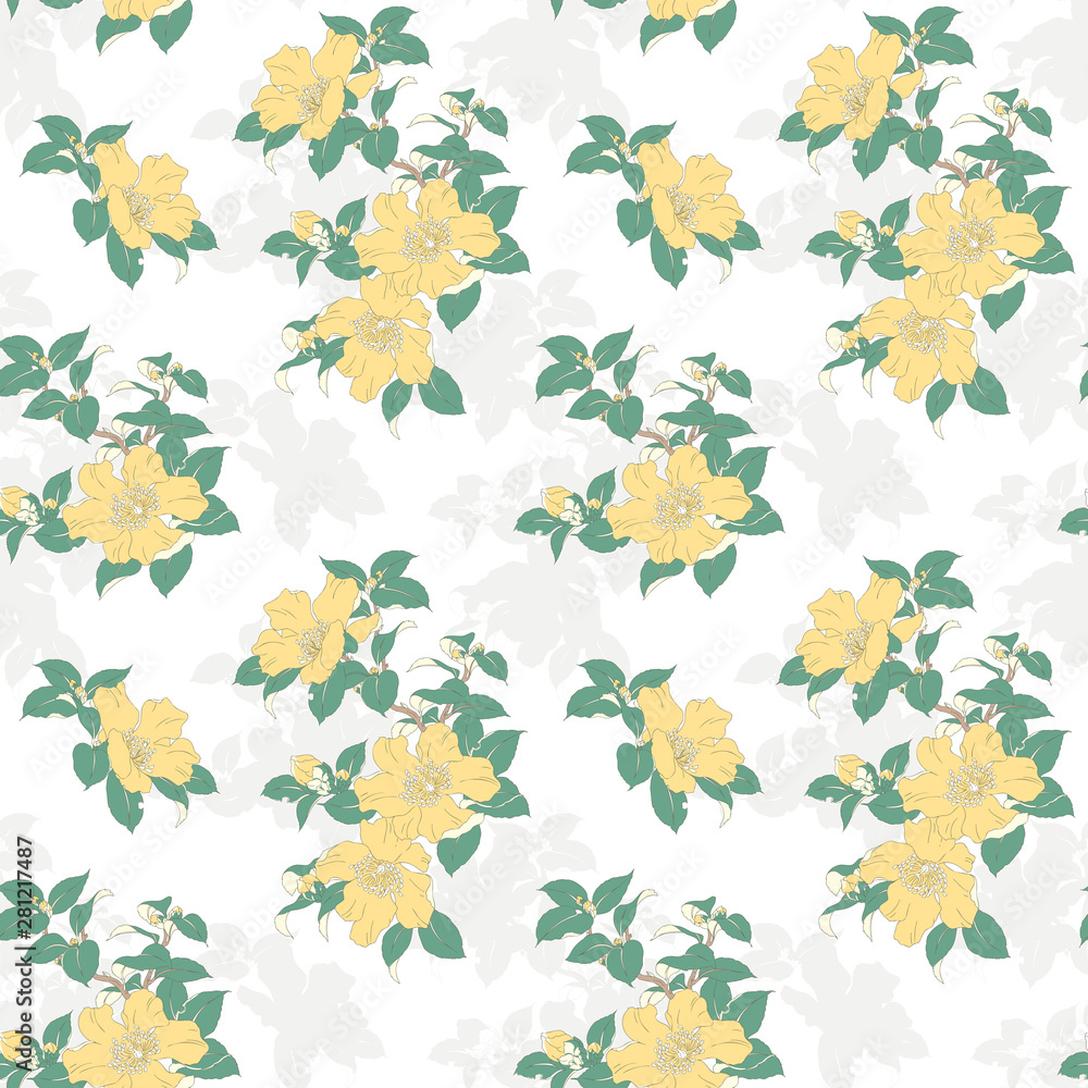 Modern fabric design pattern. Floral pattern for your design. Modern seamless pattern for interior decoration, wrapping paper, graphic design and textile. Vector illustration. Background.