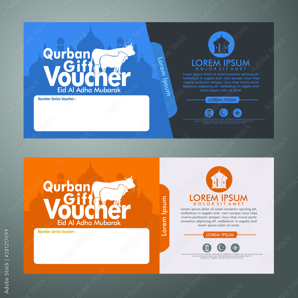Fototapeta premium Eid al Adha voucher template with islamic ornament 