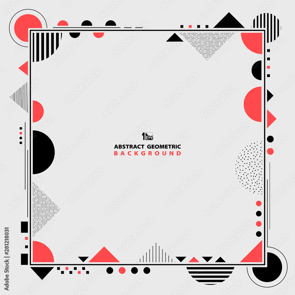 Abstract modern living coral and black geometric shape frame artwork. vector eps10 Abstract modern living coral and black geometric shape frame artwork. vector eps10