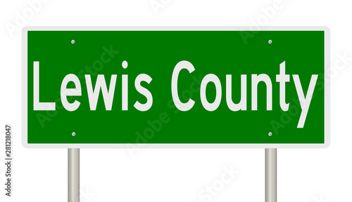 Valokuva Rendering of a green highway sign for Lewis County