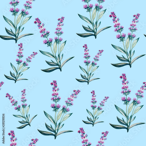 Lavender flower water color art illustration 