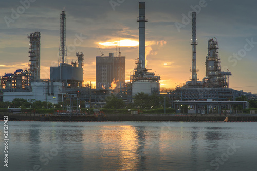 oil refinery at sunrise