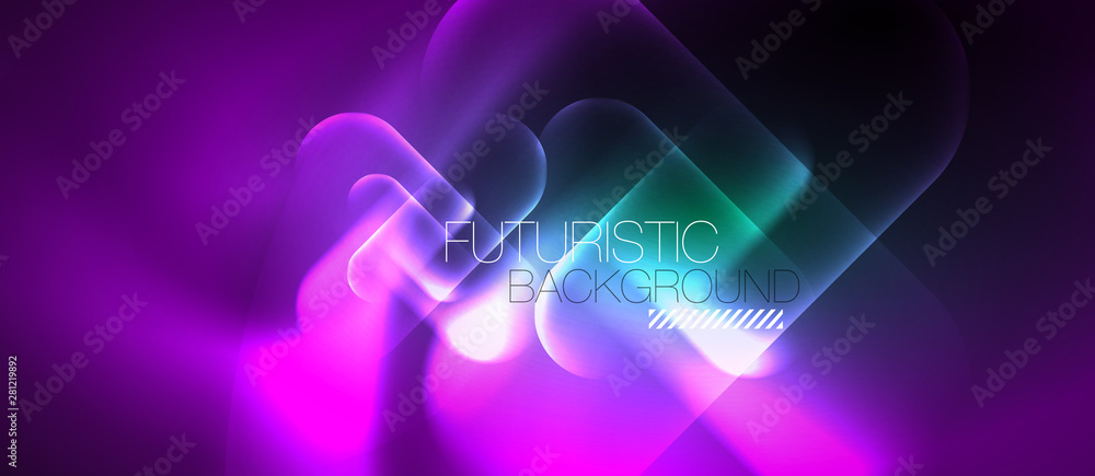 Neon glowing techno lines, hi-tech futuristic abstract background template Neon glowing techno lines, hi-tech futuristic abstract background template