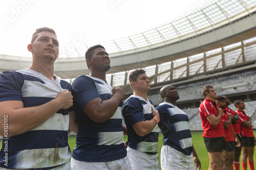 Rugby teams taking pledge in stadium © WavebreakMediaMicro