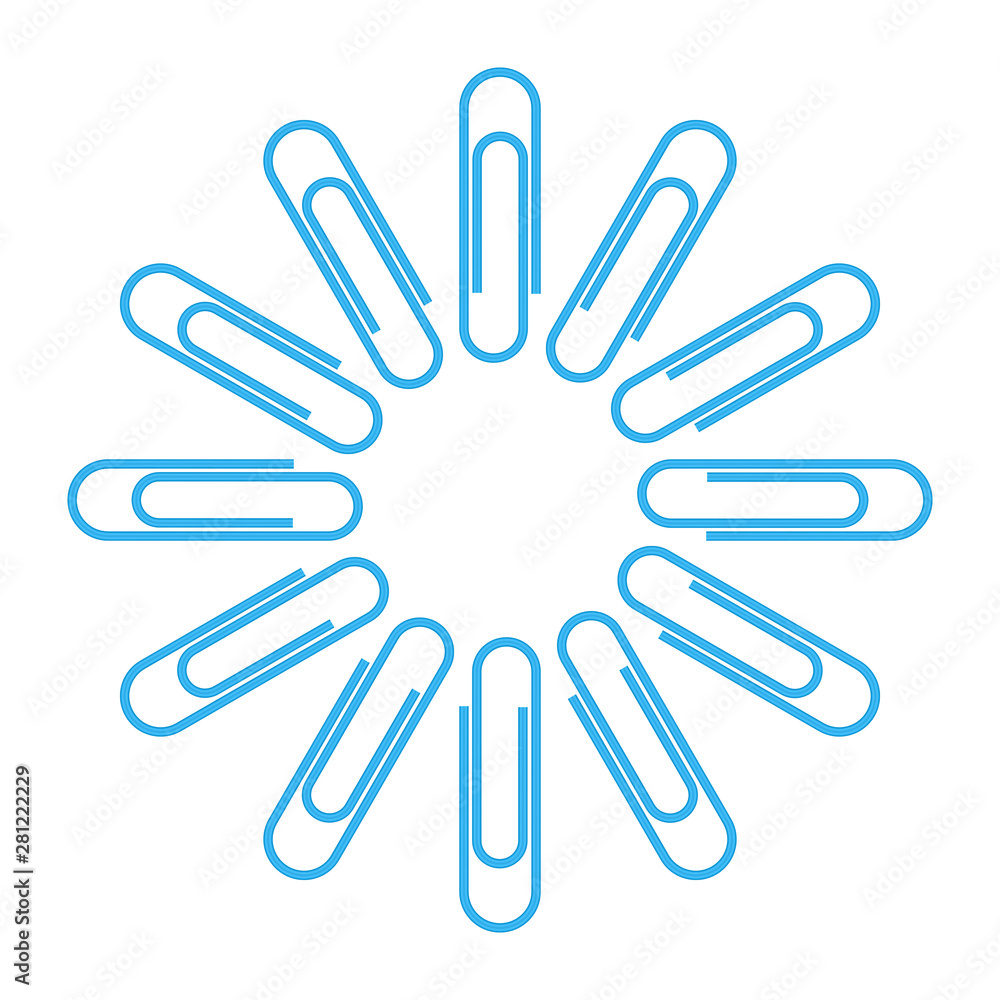 Paper clips isolated on white background,Top view,flat lay,Paperclip icon Paper clips isolated on white background,Top view,flat lay,Paperclip icon