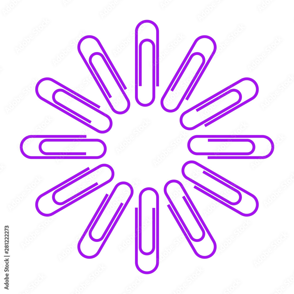 Paper clips isolated on white background,Top view,flat lay,Paperclip icon Paper clips isolated on white background,Top view,flat lay,Paperclip icon