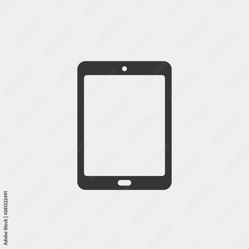 Tablet icon. Digital device with touch screen. Ebook reader vector illustration. Isolated pictogram on white beckgraund. Black symbol for web design in flat style. Icon for button or app. Tablet icon. Digital device with touch screen. Ebook reader vector illustration. Isolated pictogram on white beckgraund. Black symbol for web design in flat style. Icon for button or app.