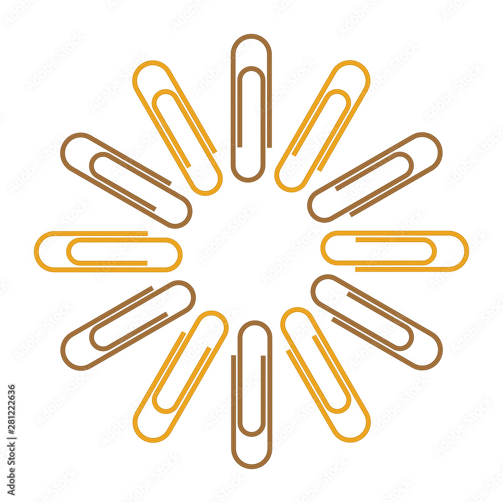 Paper clips isolated on white background,Top view,flat lay,Paperclip icon Paper clips isolated on white background,Top view,flat lay,Paperclip icon