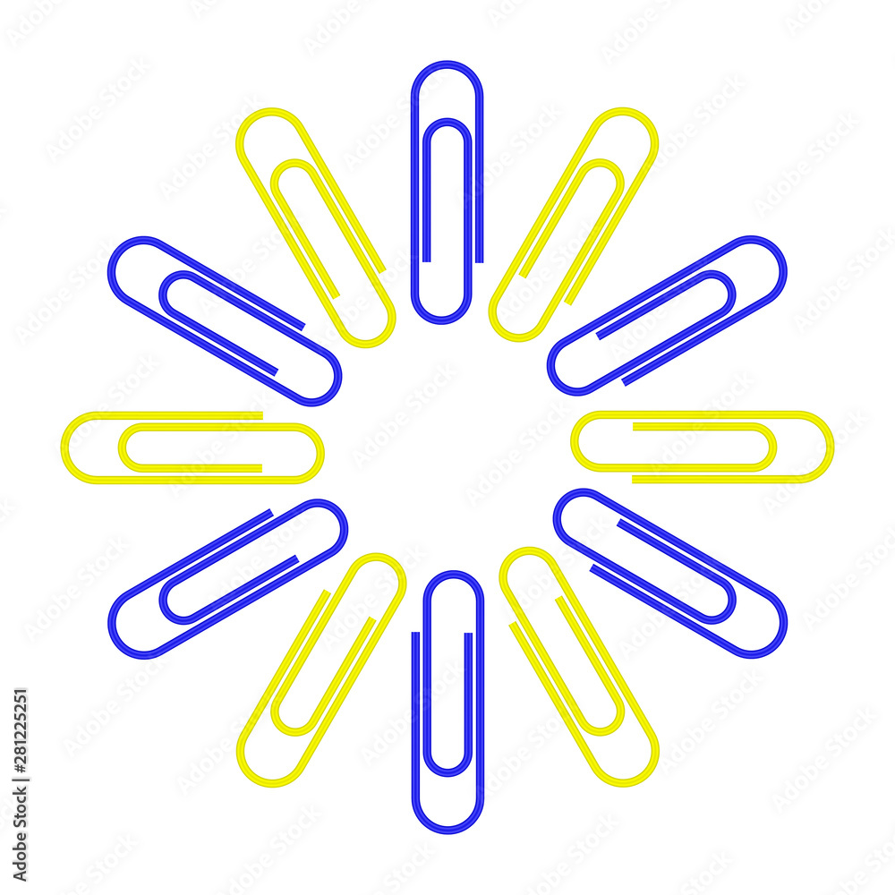 Paper clips isolated on white background,Top view,flat lay,Paperclip icon Paper clips isolated on white background,Top view,flat lay,Paperclip icon