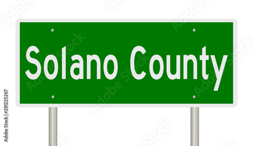 Rendering of a green highway sign for Solano County California photo