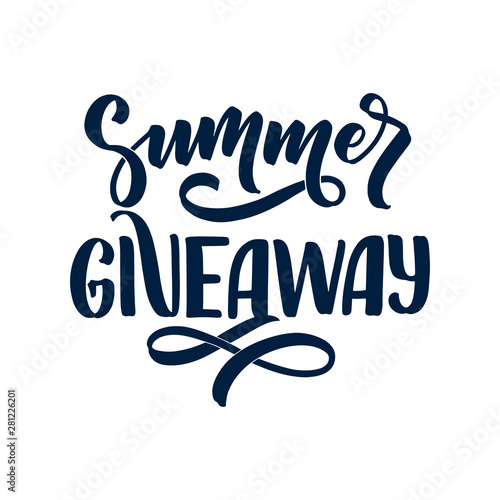 Vintage card with summer giveaway lettering. Calligraphy text. Decoration template. Vector illustration for holiday design.