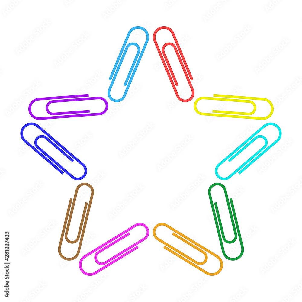 Paper clips isolated on white background,Top view,flat lay,Paperclip icon Paper clips isolated on white background,Top view,flat lay,Paperclip icon