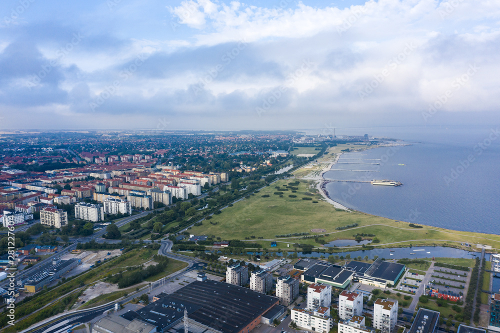 Aerial view of the Ribersborg Beach in Malmo, Sweden