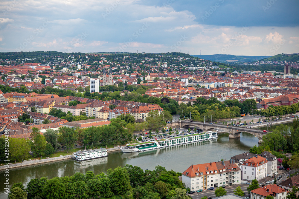 view of the city of würzburg from the observation deck of the castle on the mountain