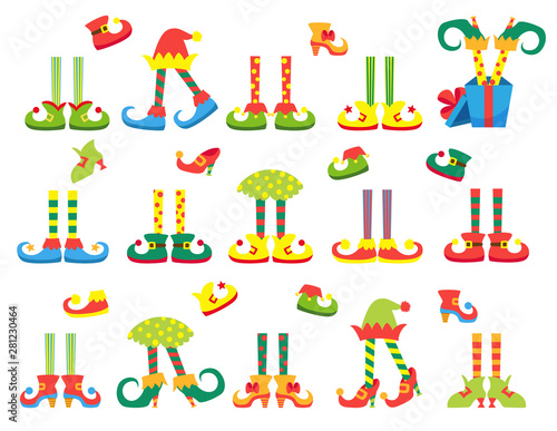 Christmas elf feet and legs set, decoration for celebration