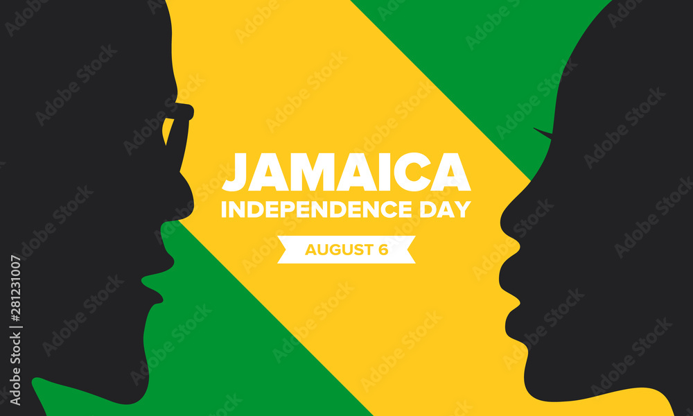 Jamaica Independence Day. Independence of Jamaica. Holiday, celebrated annual in August 6. Jamaica flag. Patriotic element. Poster, greeting card, banner and background. Vector illustration