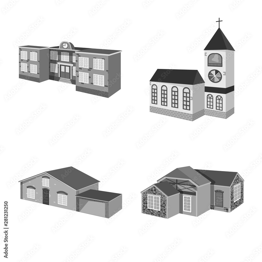Vector illustration of architecture and estate sign. Collection of architecture and housing stock symbol for web.