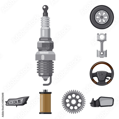 Vector illustration of auto and part logo. Set of auto and car stock vector illustration.