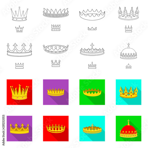 Vector illustration of medieval and nobility logo. Collection of medieval and monarchy vector icon for stock.