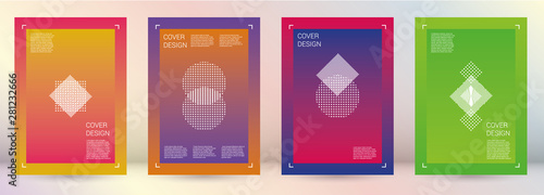 Futuristic Vector Geometric Cover Design with Gradient and Abstract Lines and Figures for your Business. Template Design with Hologram  Gradient Effect for Electronic Festival.