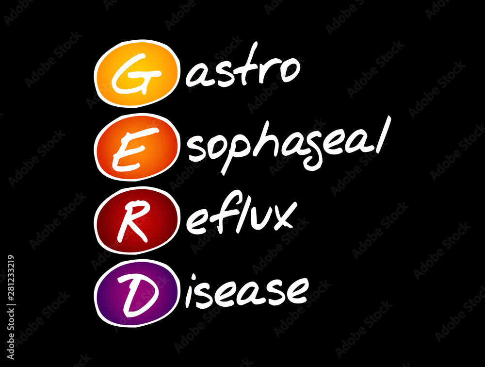 GERD - Gastroesophageal Reflux Disease acronym, medical concept ...