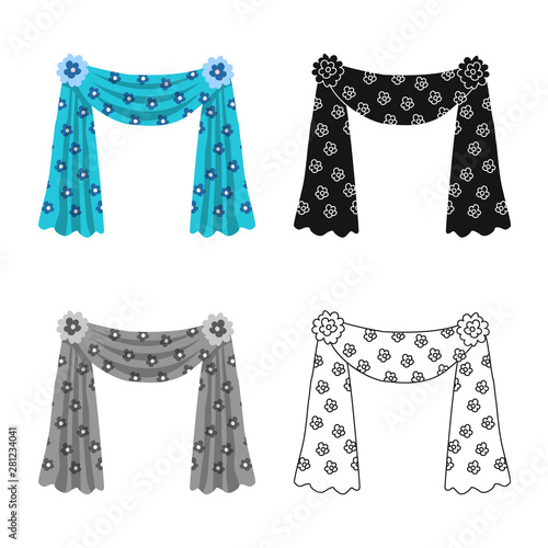 Isolated object of drapes and blue logo. Set of drapes and cosiness vector icon for stock.