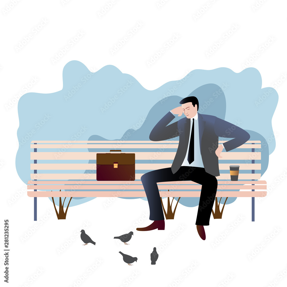 Concept businessman resting on in the park. Concept businessman resting on in the park.