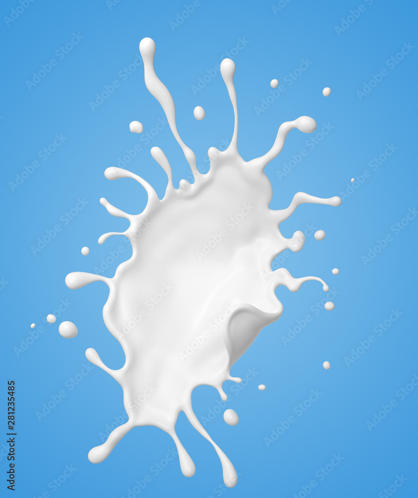 milk splash isolated on background, liquid or Yogurt splash, Include clipping path. 3d illustration.