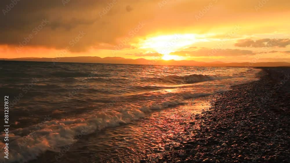 Beautiful sunset on a tropical sandy beach Beautiful sunset on a tropical sandy beach