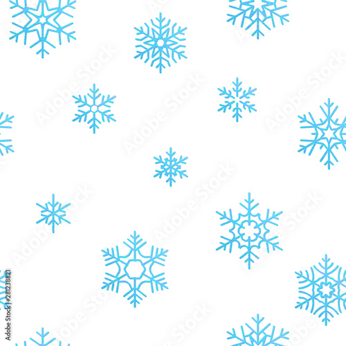 Merry Christmas holiday decoration effect background. Blue snowflake seamless pattern template. EPS 10